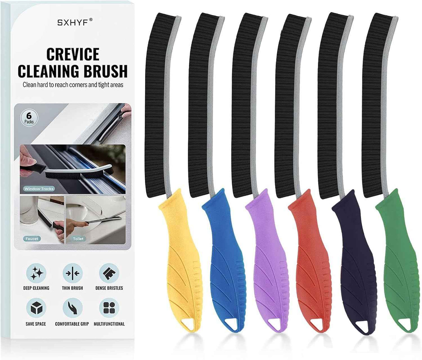 SXhyf Crevice Cleaning Brush - Grout Scrub Brush, House Cleaning Supplies, Gap Cleaning Tools, Home Essentials, Gifts for Women Men, Hard Bristle Crevice Cleaner Brush for Household Use, Bathroom