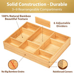 Bamboo Desk Drawer Organizer with Adjustable Dividers