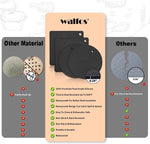 Walfos Silicone Trivet Mats - 4 Heat Resistant Pot Holders, Multipurpose Non-Slip Hot Pads for Kitchen Potholders, Hot Dishers, Jar Opener, Spoon Holder, Food Grade Silicone & BPA Free (Black)