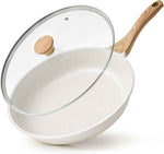 Sensarte Non-stick Ceramic 8-12.5 inch Frying Pan with Lid, Induction Compatible, Non-toxic, Free of PFAS/PTFE