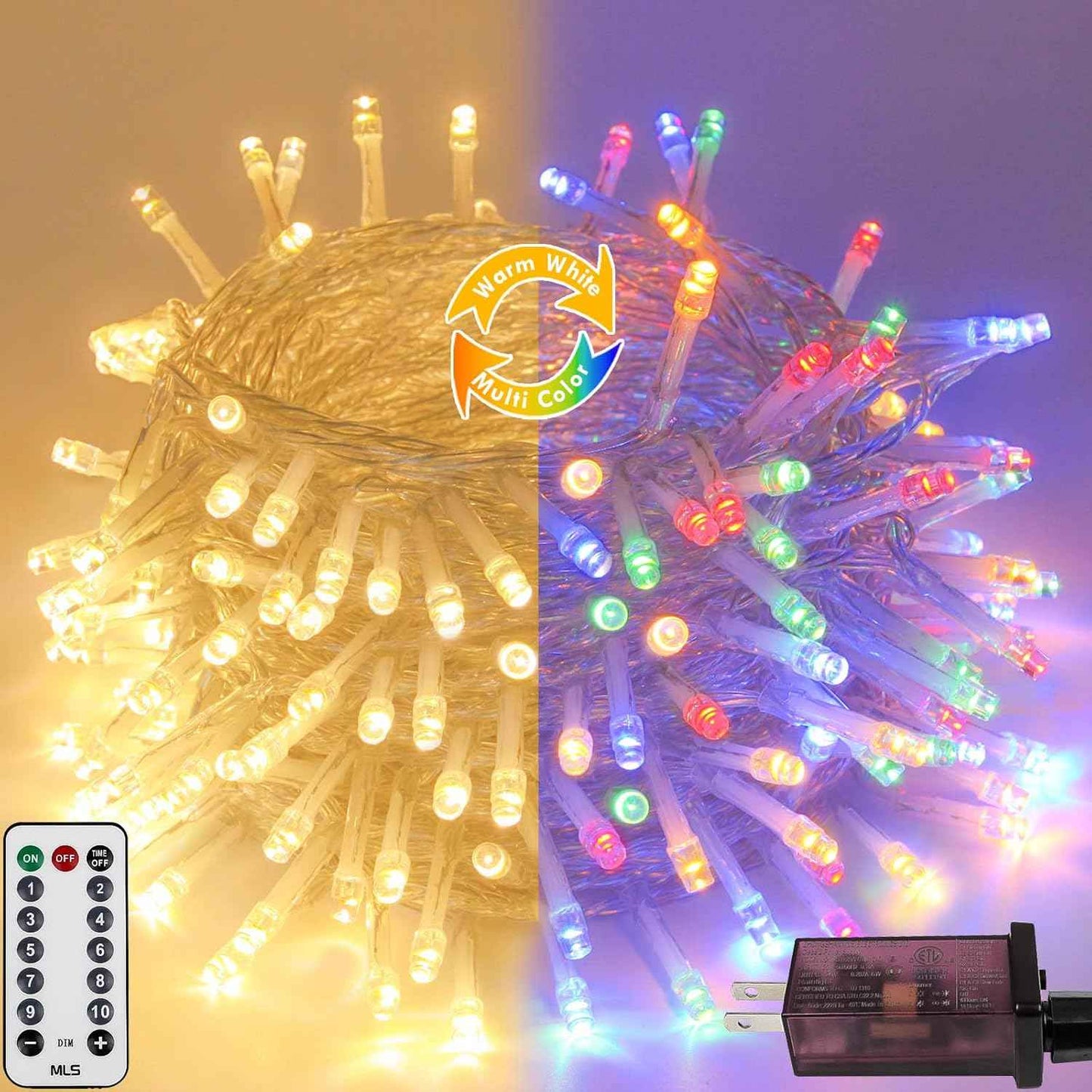 Connectable 200 LED Christmas String Lights, 66FT Warm White Indoor/Outdoor Waterproof Fairy Lights with Timer, 13 Lighting Modes, Clear Wire Plug-In Décor