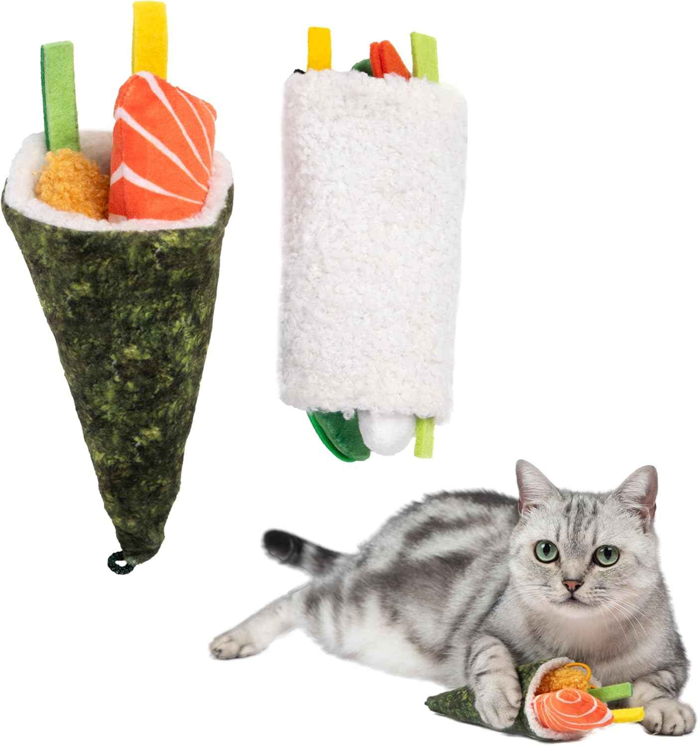 Catify by Best Pet Supplies Interactive Cat Toys – Plush, Motion-Activated & Squeaking Toys with Premium North American Catnip for Indoor Cats & Kittens - Squeaking Mice Set, Beige & Gray
