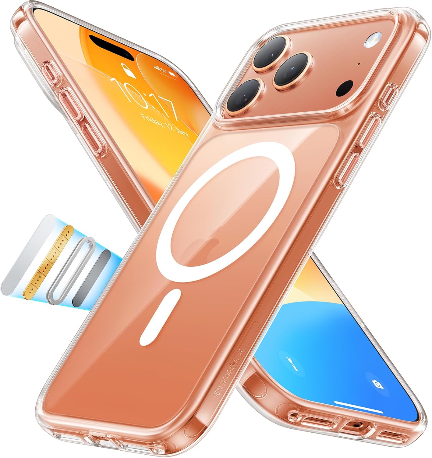 TORRAS Stronger Magnetic & Shockproof for iPhone 17 Pro Max Case, Fit for MagSafe, Military Grade Drop Protection, Camera Control, DIY Button, Slim for iPhone 17 Pro Max Case Translucent Deep Blue - Rayz Mart