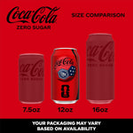 Coca-Cola Zero Sugar Soda, 12 fl oz Cans, 12 Pack - Classic Cola Soft Drink Fridge Pack