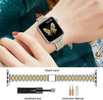 MioHHR silver/gold stainless steel Apple watch band compatible with 42mm, 41mm, 40mm, 38mm