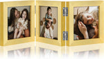 decorUhome Triple 4x6 Picture Frame Vertical, Engineered Wood Trifold Photo Frame with Plexiglass for Tabletop Display, 4x6, Black