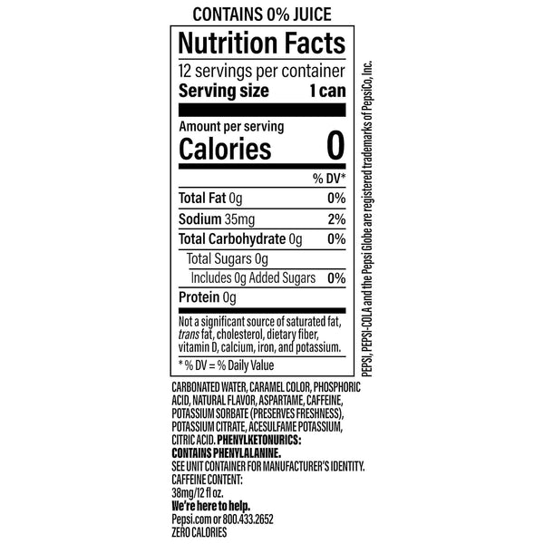 Pepsi Zero Sugar Cola Soda, Wild Cherry, 12 Fl Oz Cans (Pack of 12)