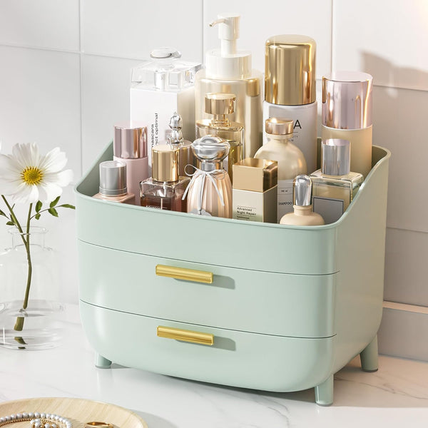 3-Tier Skincare Makeup Organizer with Drawers for Vanity and Bathroom Countertop