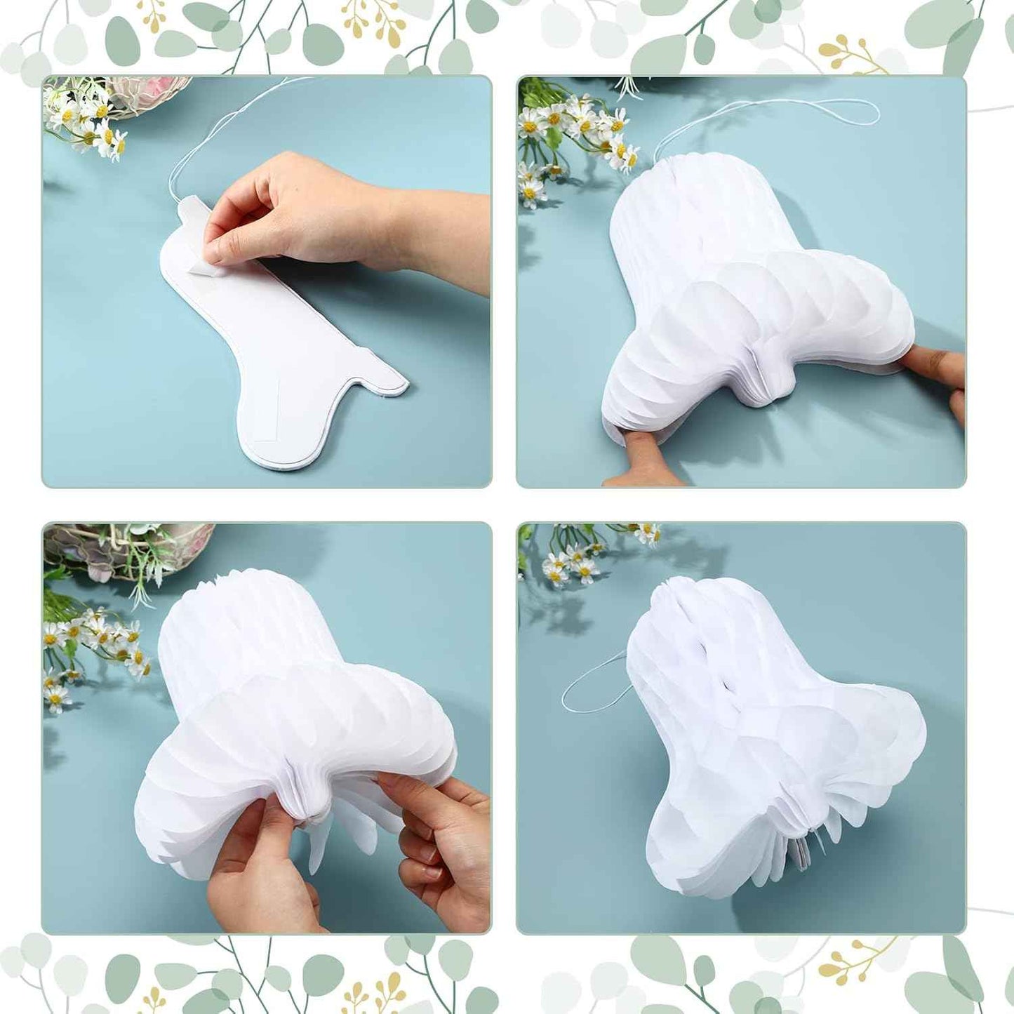 24 Pcs Paper Wedding Bells White Hanging Big Bridal Honeycomb Wedding Bells Decorations for Ceremony Parties Baby Showers Christmas Decorating Supplies, 7.9inch and 11.8inch