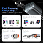 Retractable Car Charger, 84W Car Charger USB C 4 in 1, Car Accessories Fast Charging Car Charger Adapter for iPhone 17 16 15 14 13 12 Pro Max, Samsung, Pixel | Travel Essentials Gifts for Men Women