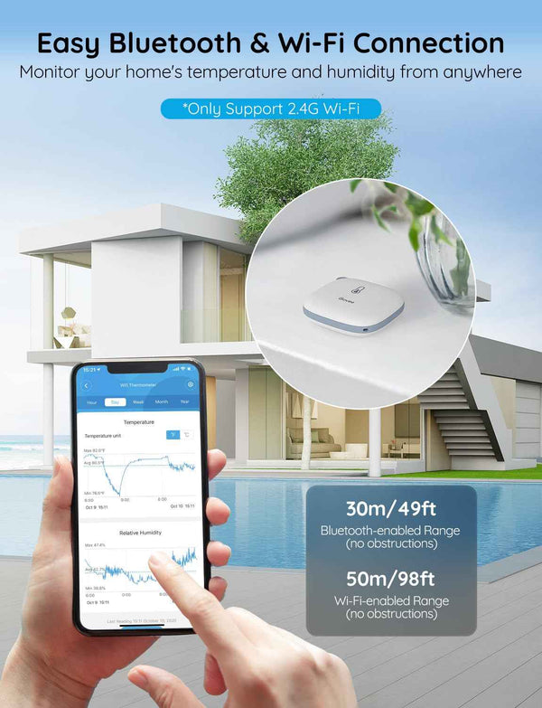 Govee Smart Thermometer Hygrometer, WiFi temperature sensor with app notification alert, 2 years free data storage export, wireless remote monitor for room greenhouse incubator wine cellar