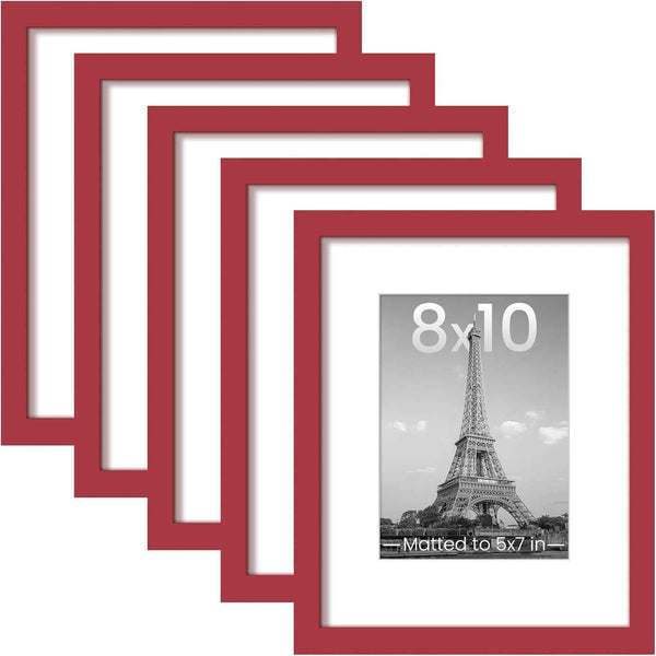 upsimples 11x14 Picture Frame Set of 5, Display Pictures 8x10 with Mat or 11x14 Without Mat, Wall Gallery Photo Frames, Black