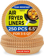 Air Fryer Paper Liners: 125Pcs Parchment Paper, Air Fryer Liner Disposable, Oilproof Waterproof Airfryer Basket Liner Square (6.5inch)