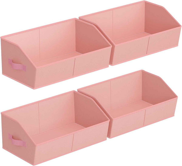 Closet Organizers Bins 6 Packs - Large Closet Shelf Organizer with Handles, Fabric Trapezoid Storage Bins, Collapsible Storage Cubes for Clothes, Towels, Light Gray