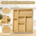 Bamboo Drawer Organizer Set for Bathroom, Kitchen, Office, and Closet