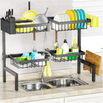 Adjustable 2-Tier Over The Sink Dish Drying Rack for Kitchen