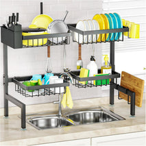 Adjustable 2-Tier Over The Sink Dish Drying Rack for Kitchen