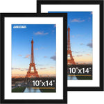 FIXSMITH 8x10 Picture Frame Set of 2, Photo Frame with HD Plexiglass, Display Pictures 5x7 with Mat or 8x10 Without Mat Multi Picture Frames Collage for Tabletop or Wall Display, Black