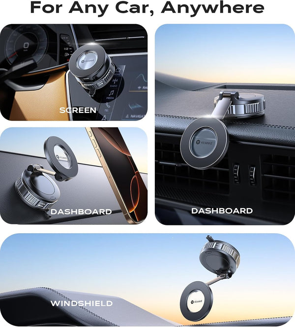 VICSEED 2026 Upgraded Car Phone Holder for Magsafe Car Mount [85 LBS Strongest Suction] Vacuum Magnetic Phone Holders for Your Car 360° Adjustable Car Phone Mount for iPhone 17 Pro Max 16 15 14 13 12