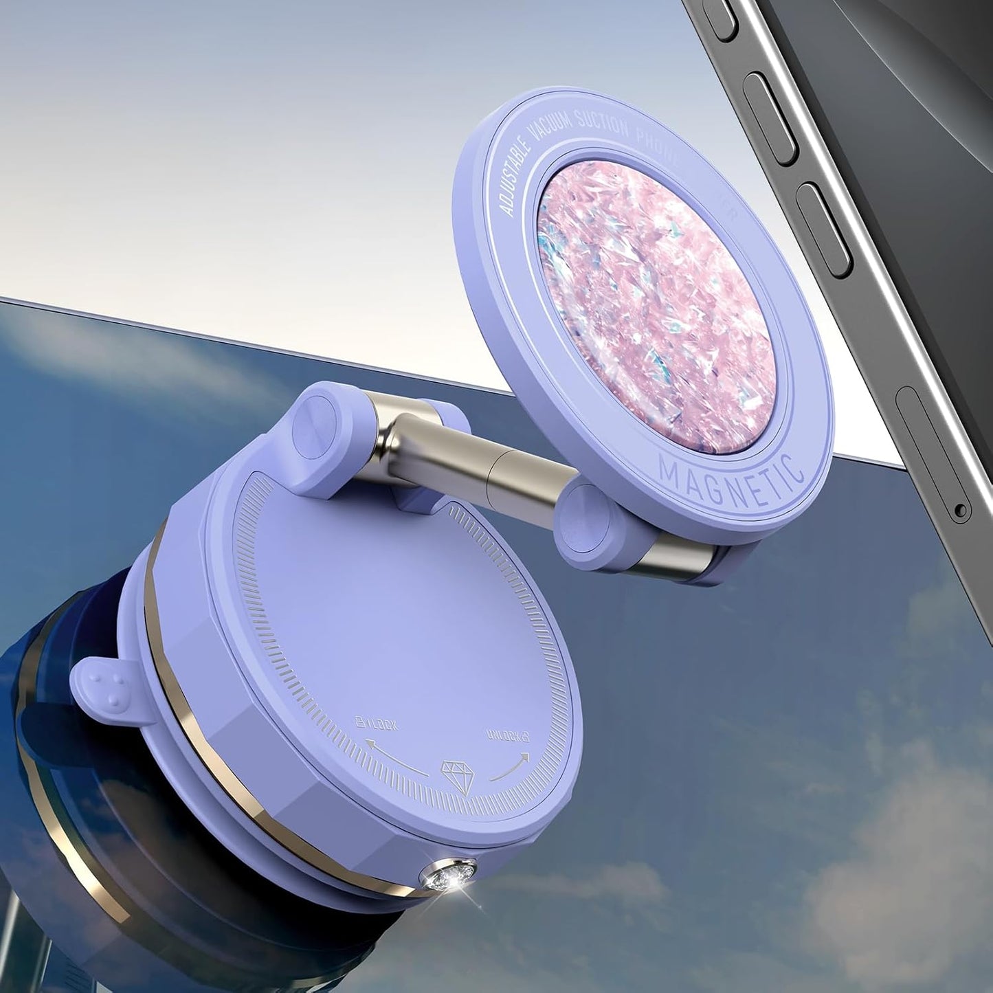 Upgraded Vacuum Magnetic Car Phone Holder for MagSafe[108+LBS Strongest Suction & 3000gf Strongest Magnetic],360° Adjustable Suction Cup Phone Mount for Car,Gym,Mirror,Men Women-Black