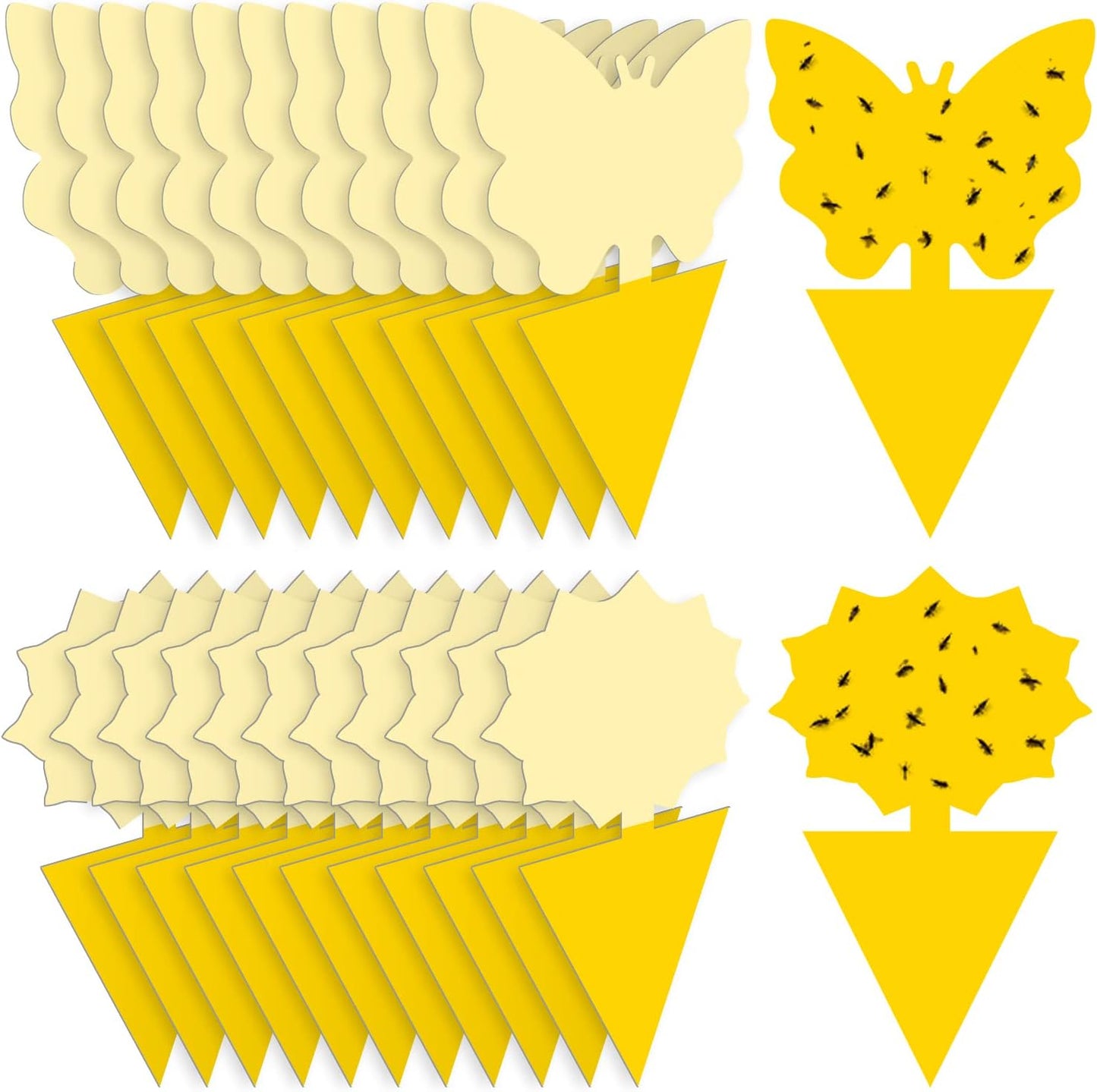 Landisun Fruit Fly Traps 48PCS Fungus Gnat-Traps for Indoor-Outdoor Yellow Fruit-Fly Sticky-Trap Plants Flying Bug Insects Traps