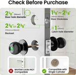 GHome Smart Fingerprint Door Lock, 3 in 1 Smart Fingerprint Door Knob with App Control & Key, Auto Lock, Biometric Thumbprint Door Locks for Bedroom, Garage, Home & Office
