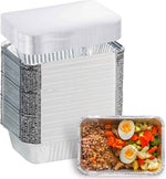 Aluminum Pans with Lids (50-Pack, 8.5"×6") 2.25 LB Capacity Foil Food Containers with Lids - 50 Pans and 50 Cardboard Covers - Disposable Tin Foil Pans - for Baking, Meal Prep and Freezer, Takeout