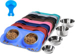hubulk pet dog bowls 2 stainless steel no spill non skid silicone mat pet food scoop water feeder for small medium large dogs cats