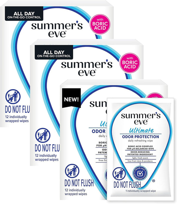 Summer's Eve 12-count Ultimate Odor Protection Daily Feminine Wipes with pH-balanced boric acid formula
