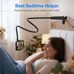 Gooseneck Phone Holder for Bed, Flexible Overhead Cell Phone Mount for Desk, Hands-Free Viewing Clamp Stand Compatible with iPhone 17 16 15 Pro Max and 3.5-7" Devices
