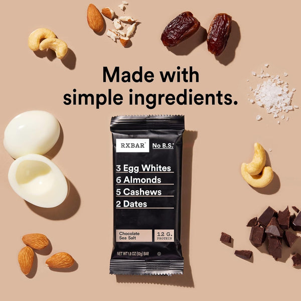 RXBAR Protein Bars, 12 Count, 22oz Box, Chocolate Sea Salt