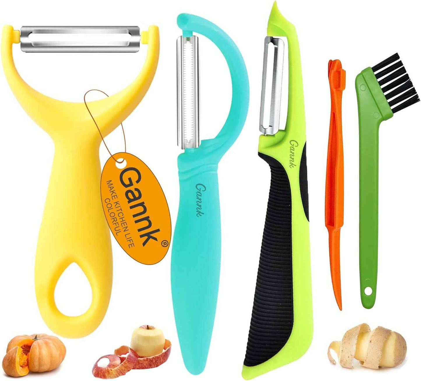 GANNK Vegetable Potato Peelers for Kitchen, Y Peeler for Apple Fruit Carrot Zucchini Cucumber Potatoes, Good Grip Veggie Peeler Makes Peeling Very Easy