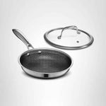 HexClad Hybrid Nonstick 8-Inch Frying Pan with Tempered Glass Lid, Stay-Cool Handle, Dishwasher-Friendly, Oven-Safe, Induction Ready