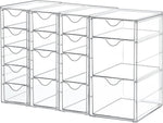 Clear Acrylic Organizer with 16 Drawers for Office Supplies and Desk Storage