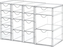Clear Acrylic Organizer with 16 Drawers for Office Supplies and Desk Storage