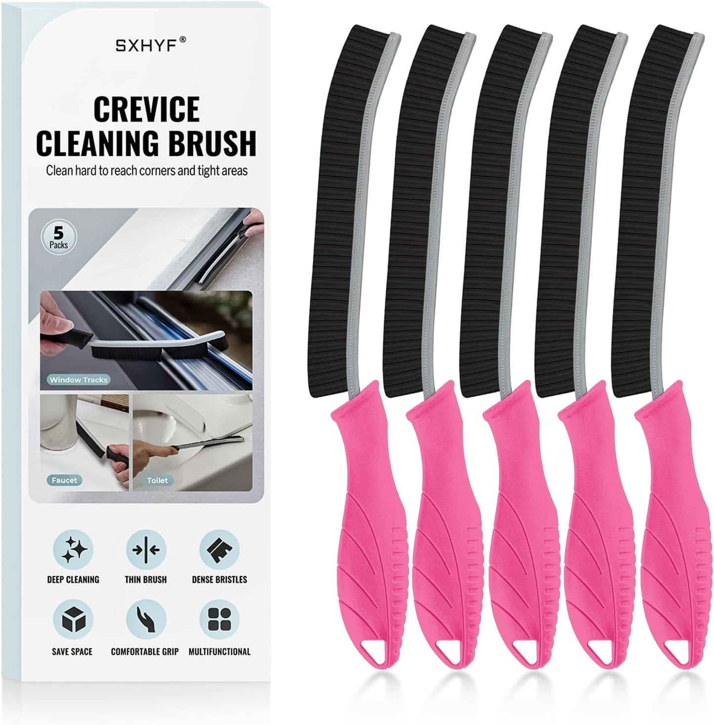 SXhyf Crevice Cleaning Brush – Hard Bristle Grout Scrub Brush for Bathroom, Kitchen & Household Cleaning