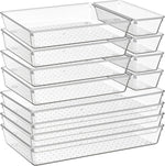 6 pack large clear plastic drawer organizer trays for kitchen utensils and office desk