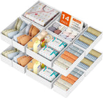 DIMJ Drawer Organizer Clothes, 12 Pack Dresser Organizer, Foldable Closet Organizers and Storage, Fabric Dresser Bins, Drawer Dividers for Nursery, Baby Clothes, Underwears, Sock (Beige)
