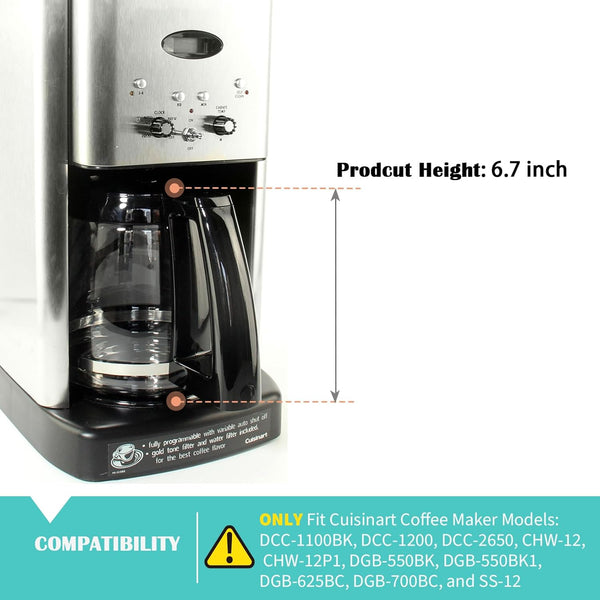 12-Cup Replacement Glass Coffee Carafe for Cuisinart Coffee Makers