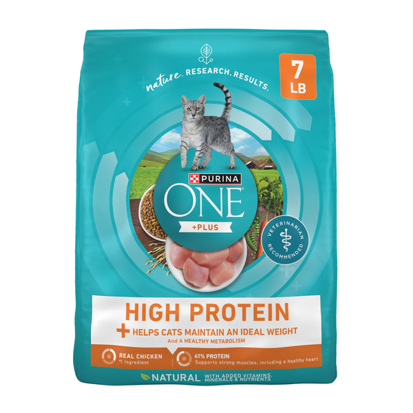 Purina ONE High Protein healthy plus ideal with chicken dry cat food for weight control 7 lb bag