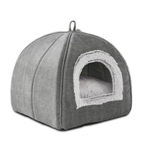 grey cat bed cave for indoor cats kittens and small pets foldable washable 15 inches