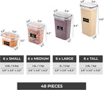 48-piece kitchen storage container set with lids and accessories
