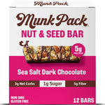 Munk Pack Fiber Nut Bars, Sea Salt Dark Chocolate, Gluten Free, 5g Fiber, 3g Net Carb, 24 Count