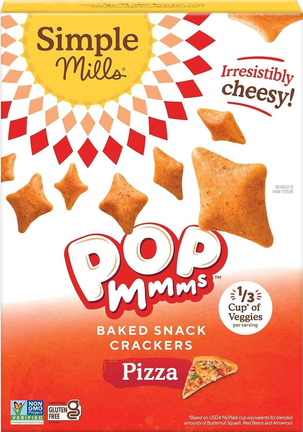 Simple Mills Pop Mmms Cheddar Baked Snack Crackers, Gluten Free, 4 Ounce (Pack of 3)