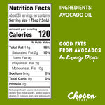 Chosen Foods 100% Pure Avocado Oil, 16.9 Fl Oz, All Purpose Cooking Oil, Non-GMO, Gluten-Free, Keto Friendly, Glyphosate Free