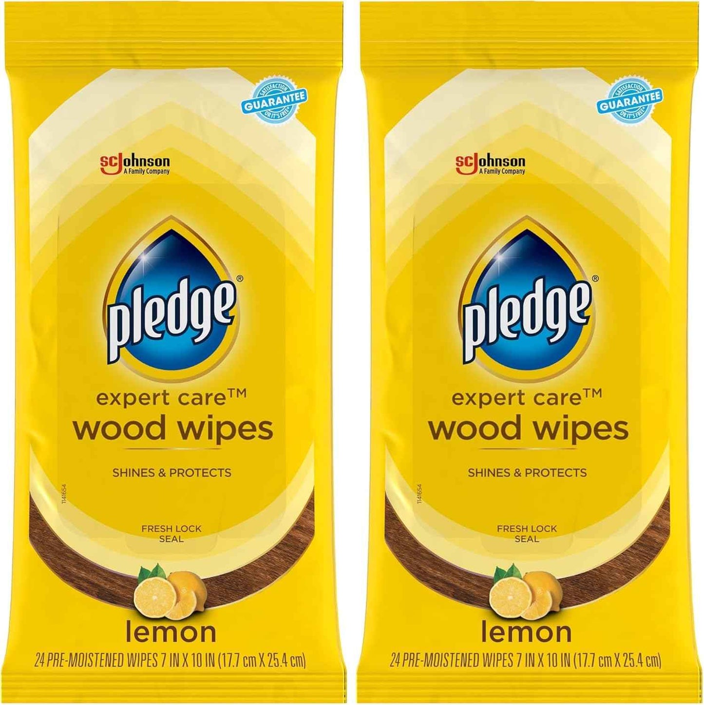 Pledge Expert Care Enhancing Wood Wipes, Lemon Scent, 24 Count