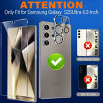 3 Pack Glass Screen Protector for Samsung Galaxy S25 Ultra [6.9 inch] + 3 Pack Camera Lens Protector, 9H Tempered Glass, Fingerprint Unlock, HD Clear Case Friendly Anti-Scratch