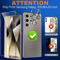 3 Pack Glass Screen Protector for Samsung Galaxy S25 Ultra [6.9 inch] + 3 Pack Camera Lens Protector, 9H Tempered Glass, Fingerprint Unlock, HD Clear Case Friendly Anti-Scratch