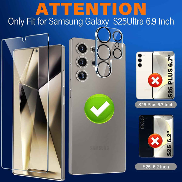samsung galaxy s25 ultra tempered glass screen protectors 3 pack + 3 pack camera lens protector