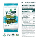 Gimme Seaweed Organic Premium Roasted Seaweed Snacks, Sea Salt, 6 Count